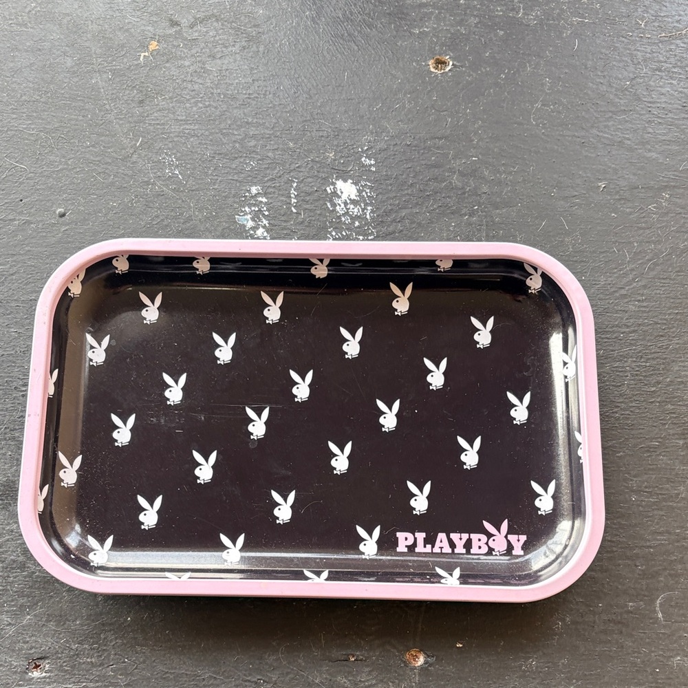 PLAYBOY Black Tray with Pink Trim
